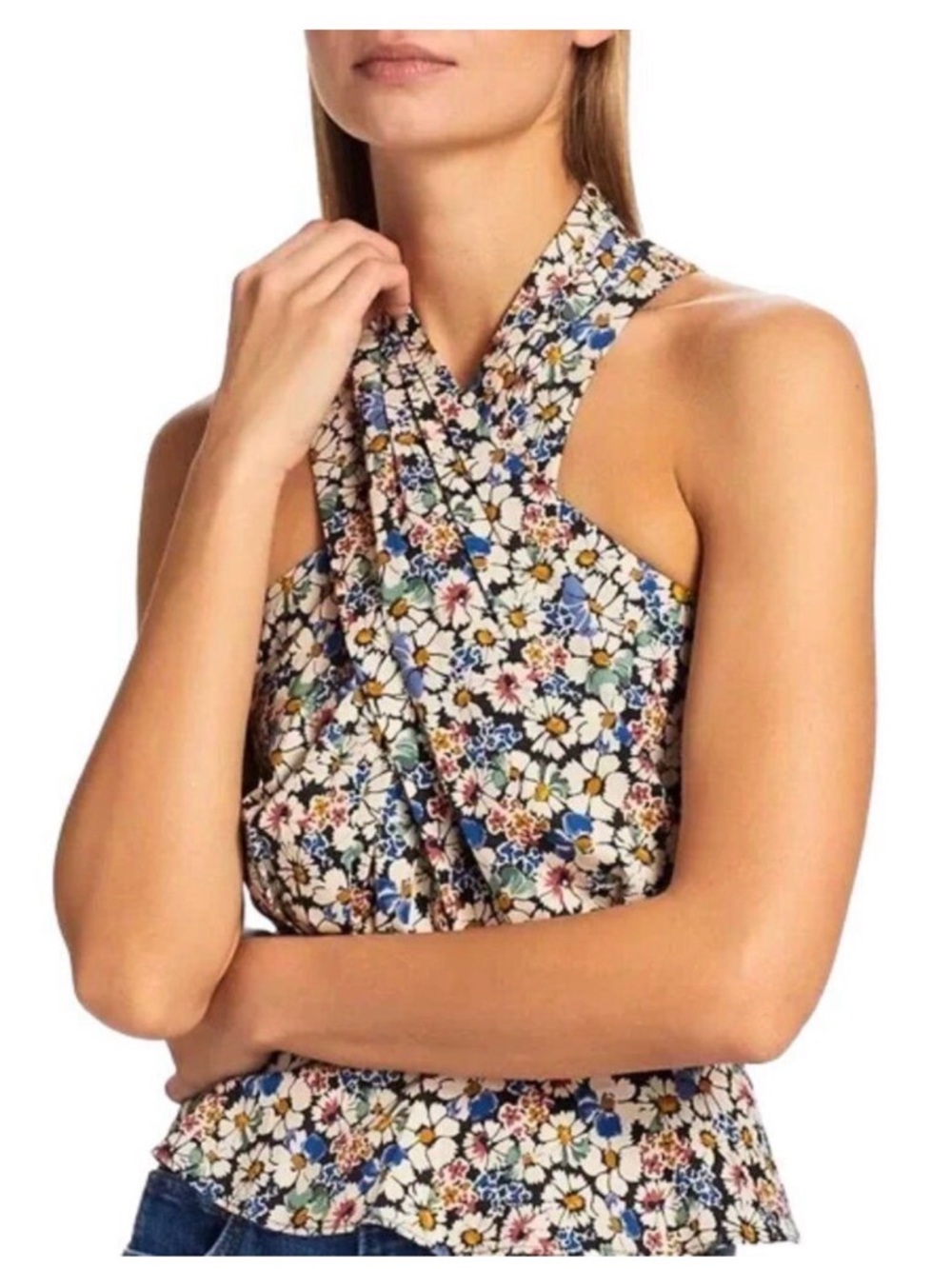 Veronica Beard Multi-Color Floral Halter Top